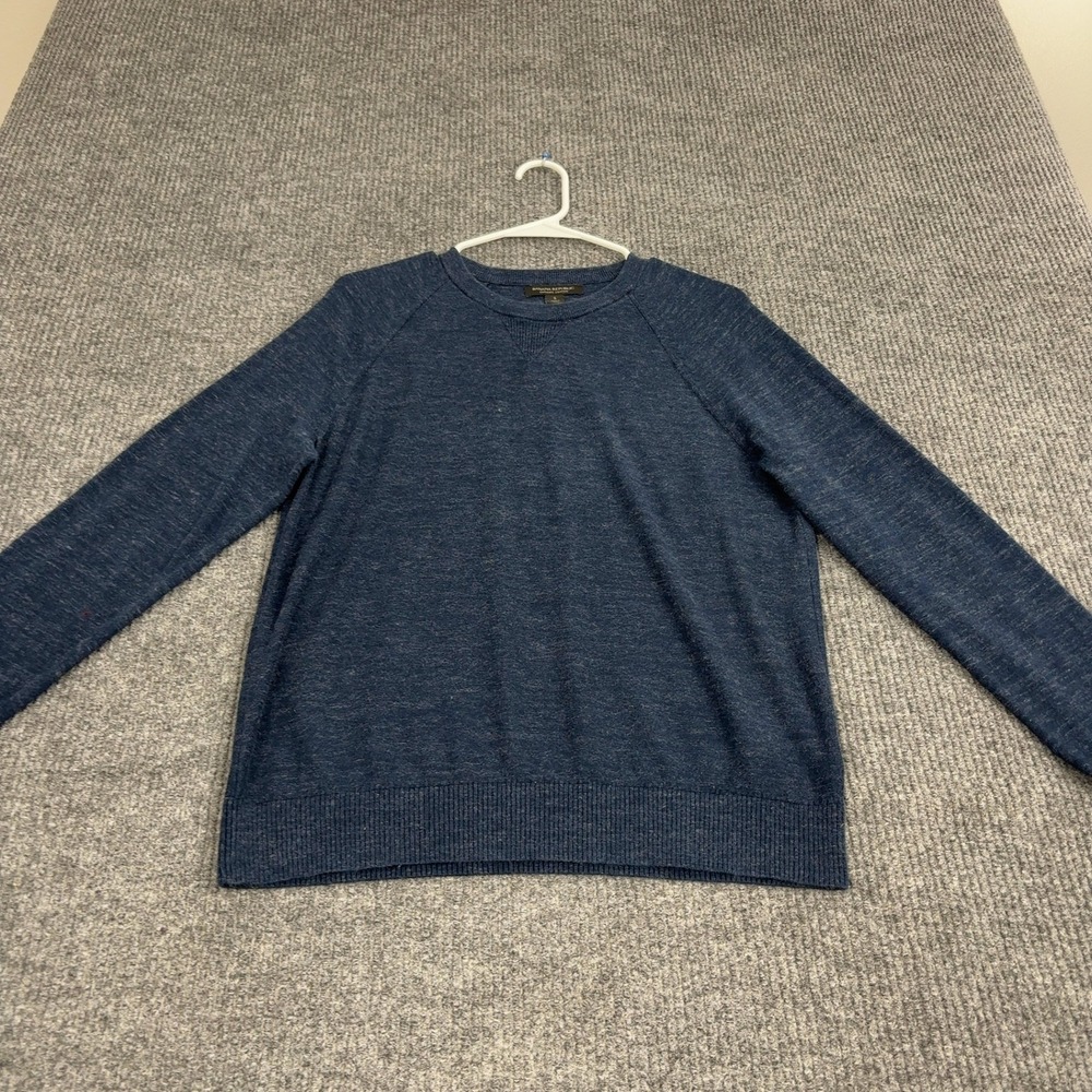 Banana Republic Sweater Mens S Blue Organic Cotton Raglan Crewneck Marled Casual